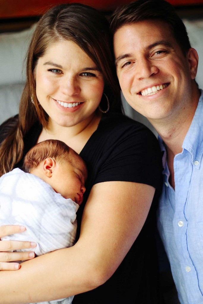 Emily Montellano with her husband and baby girl